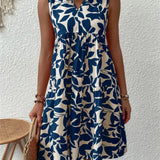 Robe Sans Manches Imprimée Fluide Élégance Estivale