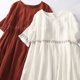 Robe Longue Fluide à Taille Froncée