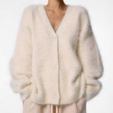 Cardigan Automne Léger Blanc Femme