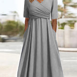 Robe Femme Élégante Mi Longue Col V