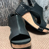Sandales Compensées Vintage à Bride
