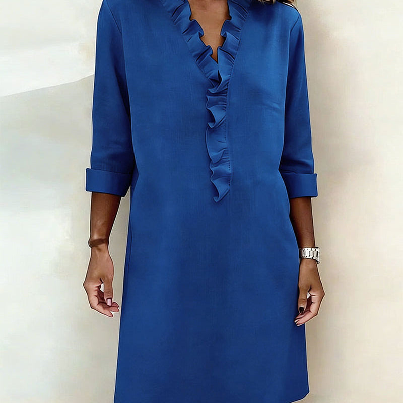 Robe Printemps En Coton Bleue Marine Femme