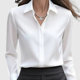 Chemise Drapée à Col Classique et Manches Longues