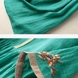 Robe Maxi Lin Brodé Coupe Ample Confort Estival
