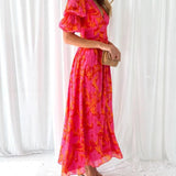 Robe Femme Bohème Longue Imprimé Fluide