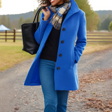 Manteau long en laine à boutonnage devant