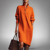 Robe polo midi en maille oversize à col haut