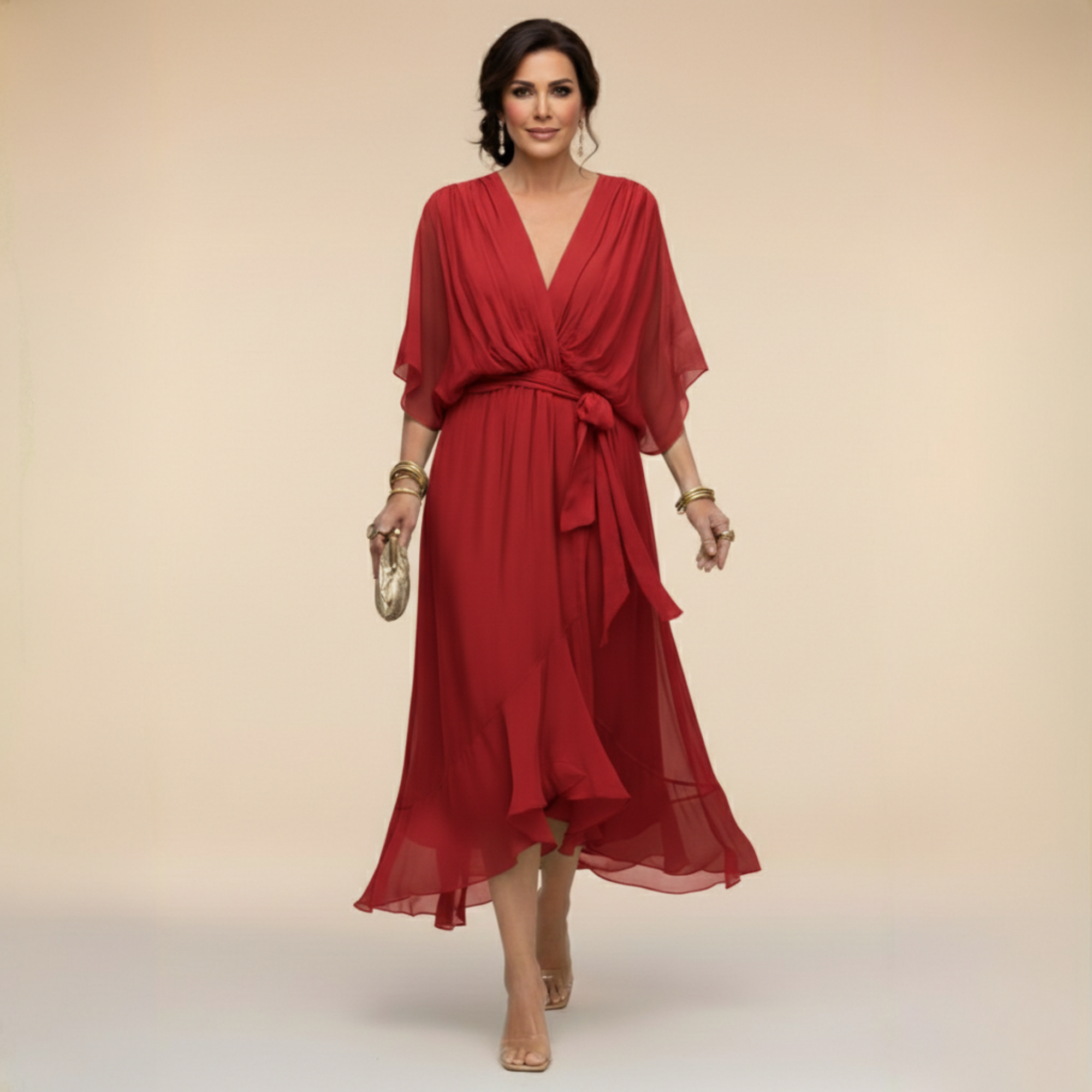 Robe Élégante Verte Femme