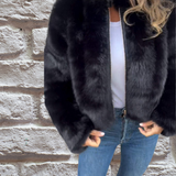 Veste d'automne femme à col haut zippée