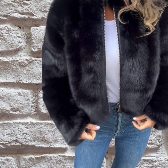 Veste d'automne femme à col haut zippée