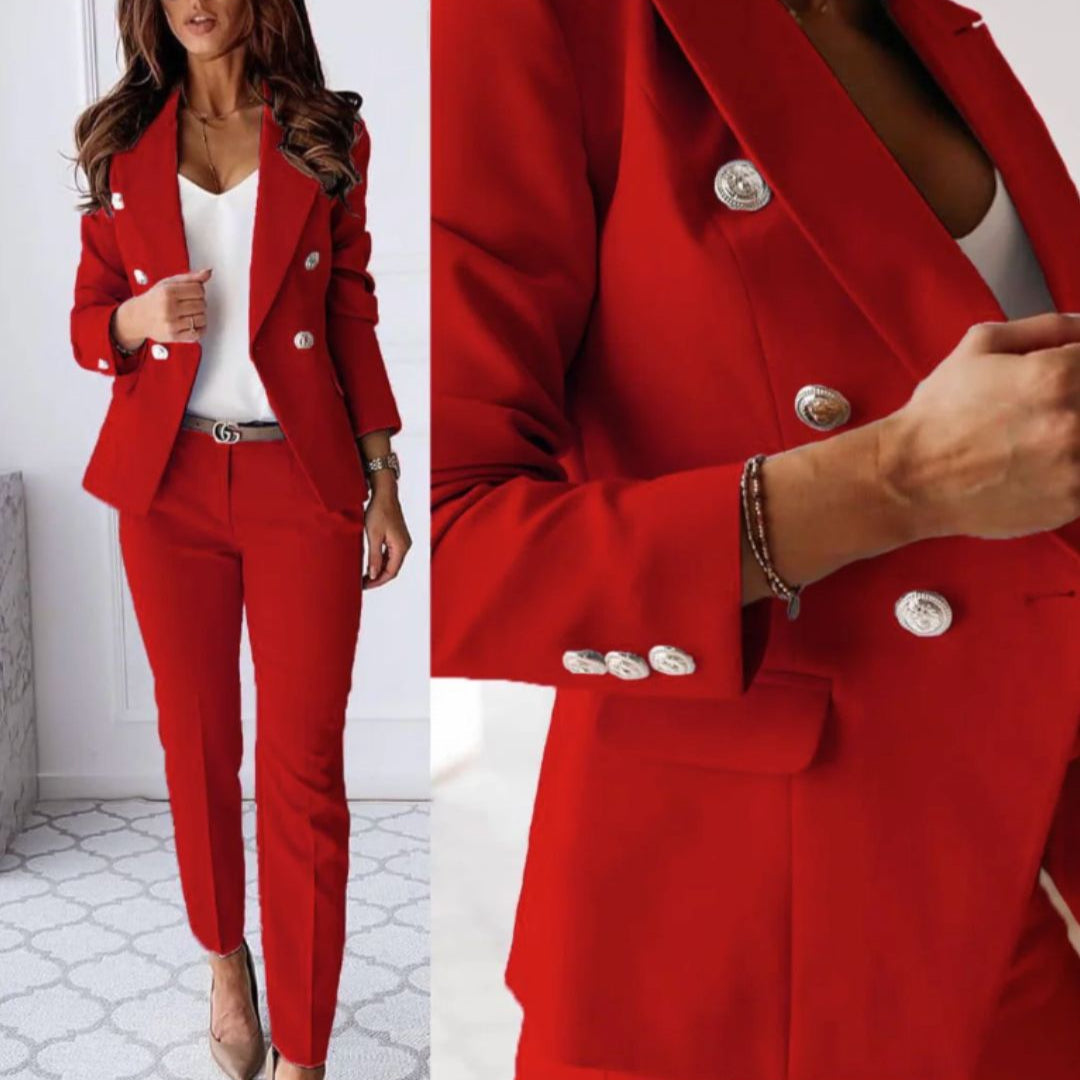 Elegant Dobbeltknap Jakkesæt Moderne Slim Fit Stil