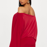 Robe Courte Drapée à Manches Chauve-Souris Élégance Moderne