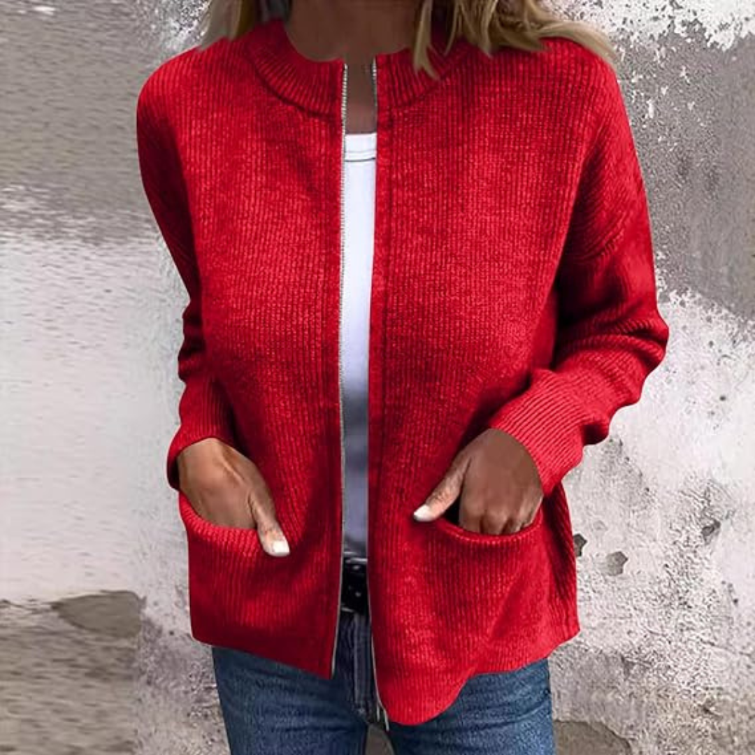 Cardigan Automne Élégant Gris Femme