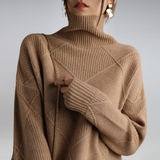 Pull col roulé en cachemire maille texturée pour femme