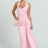 Robe Longue Dos Nu Halter Drapée Glamour