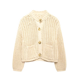 Cardigan Femme Tricot Boutonné Élégant