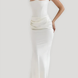 Robe longue bustier drapée pour femme