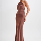 Robe Longue Dos Nu Halter Drapée Élégance