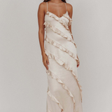 Robe Longue Volants Cascade Élégance Romantique