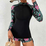 Ensemble de Bain Femme Manches Longues à Motif Floral