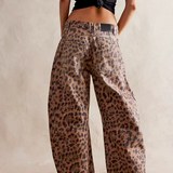 Pantalon Léopard Ample Taille Haute Tendance