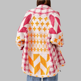 Cardigan Femme Motif Géométrique Oversize