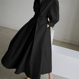 Robe Longue Chemise Ceinturée Manches Longues Élégance Minimaliste
