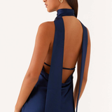 Robe Courte Dos Nu à Col Halter Élégante