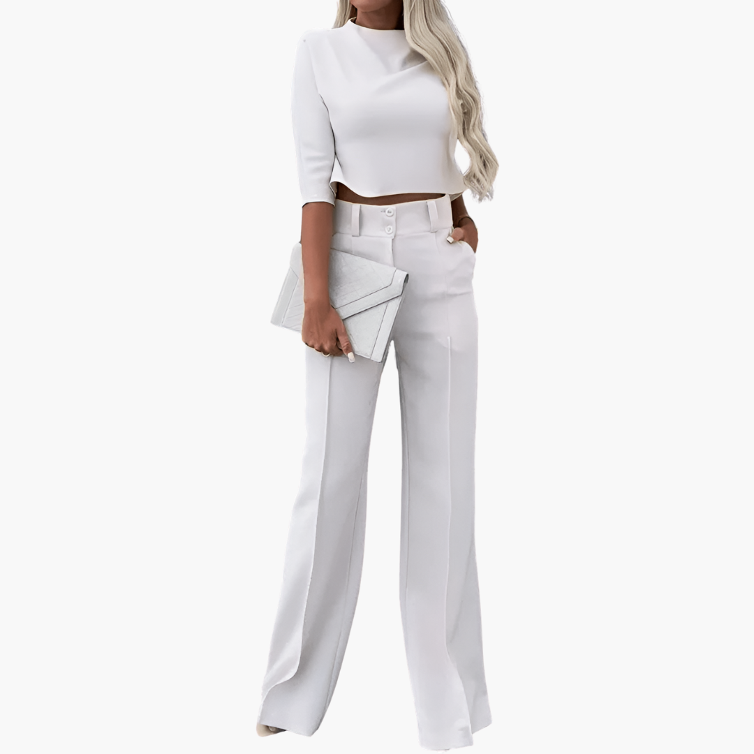 Ensemble Élégant Taille Haute Style Minimaliste