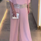 Ensemble Fluide Élégant Strass Soirée Chic