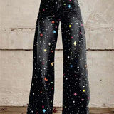 Pantalon Large à Imprimé Moucheté