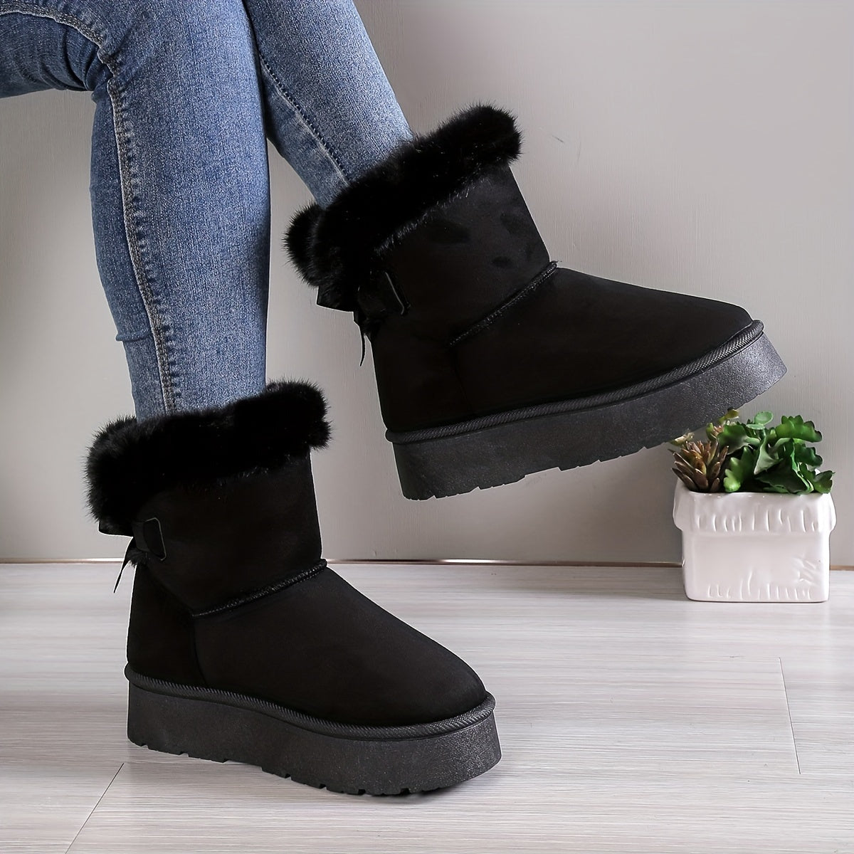 Bottes Fourrées Hiver Confort Doux Style Cocooning