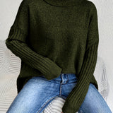 Pull Automne Élégant Vert Femme