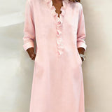 Robe Printemps En Coton Bleue Marine Femme