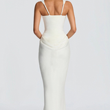 Robe Longue Satinée Drapée Élégance Intemporelle