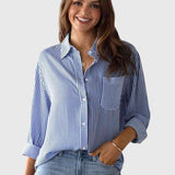 Chemise Rayée à Nouer et Manches Retroussées