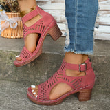 Sandales Découpées à Talon Style Bohème
