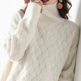 Pull Col Roulé Maille Tressée Douce Élégance Hiver