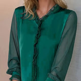 Blouse Femme Élégante Manches Transparentes – Haut Chic