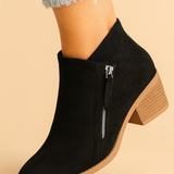 Bottines femme à zip latéral et talon carré