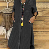 Robe Femme Chemise Denim Décontractée Poches