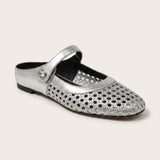 Mules plates femme en tressé à bride