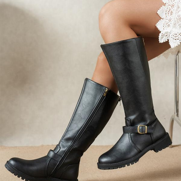 Bottes hautes cuir élégantes confort hiver moderne