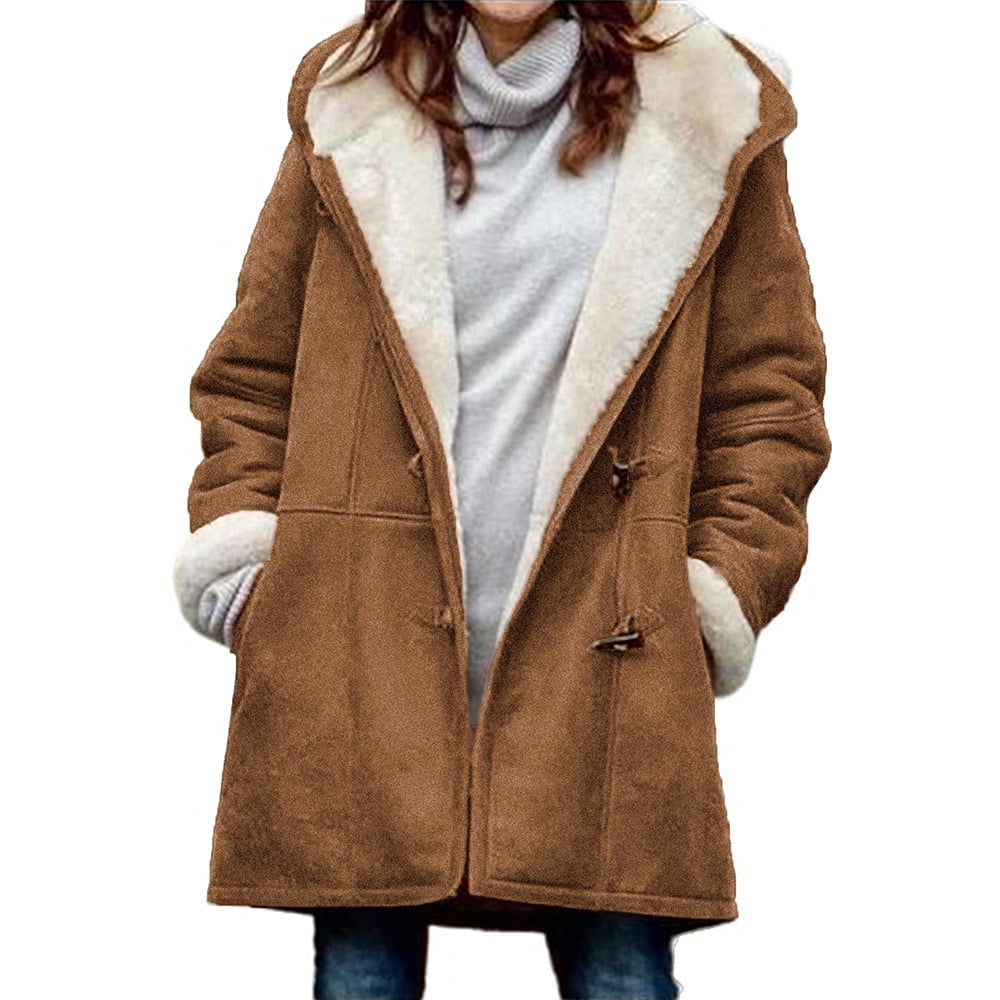 Manteau Polaire Capuche Boutonné Chaud Confort Hiver