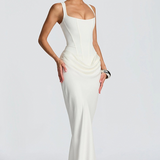Robe Longue Ajustée à Bretelles Fines