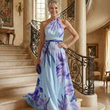 Robe Longue Fleurie Col Halter Élégance Aérienne
