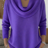 Pull femme en maille côtelée col bénitier