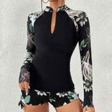 Ensemble de Bain Femme Manches Longues à Motif Floral
