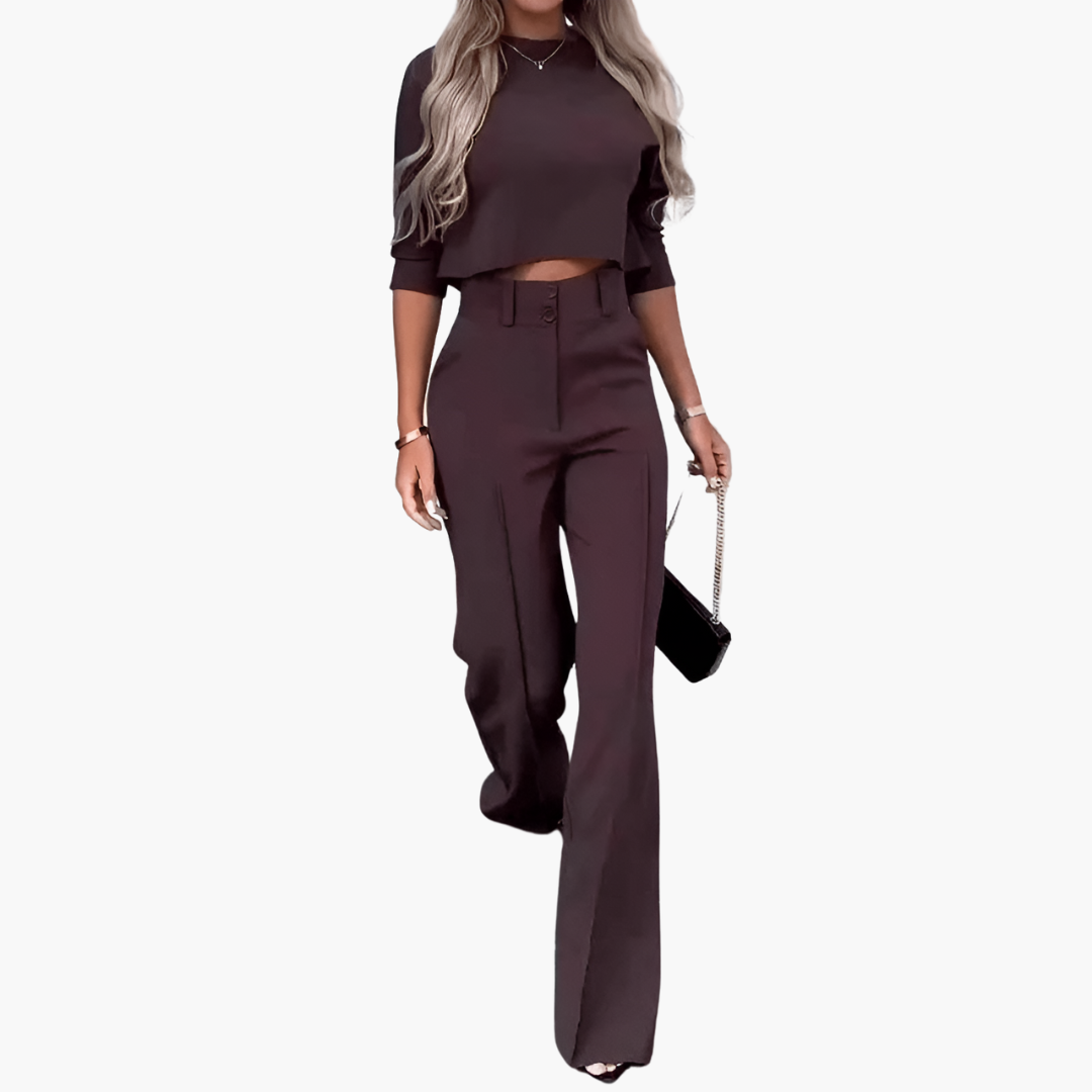 Ensemble Élégant Taille Haute Style Minimaliste