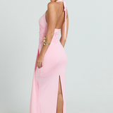 Robe Longue Dos Nu Halter Drapée Glamour